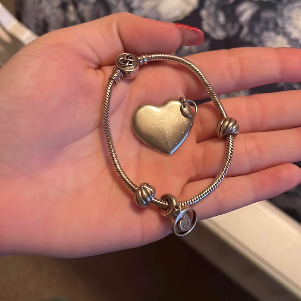 Pandora Silver Heart Charm Bracelet